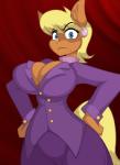 2018 anthro anthrofied blonde_hair blue_eyes bottomwear breasts cleavage clothed clothing equid equine female friendship_is_magic hair hasbro horse jrvanesbroek mammal ms._harshwhinny_(mlp) my_little_pony pencil_skirt piercing pony pose short_hair skirt solo