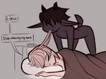 Rating: s
ID: 3900259
Date: 2023-02-28 09:35:46 -0500
Status: active
Score: 251
2022 anthro bed bovid caprine clock dialogue digital_clock digital_media_(artwork) duo electronics english_text furniture gayngel_(jarnqk) goat hair hi_res horn jarnqk linus_(jarnqk) male male_focus mammal pillow speech_bubble text under_covers post #3900259