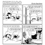 1:1 2016 ambiguous_gender anthro autumn_(kiskaloo) bed bedroom child chris_sanders comic detailed_background dialogue domestic_cat door duo english_text eye_patch eyewear fangs felid feline felis female furniture greyscale group human inside kiskaloo lamp mammal monochrome moon night ogo_(kiskaloo) on_bed pillow plant sesi_(kiskaloo) sibling_(lore) sister_(lore) sisters_(lore) smile teeth text tree trio under_covers url whiskers window young