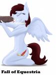 2016 absurd_res animal_genitalia animal_penis anthro bodily_fluids collar cum cutie_mark duo english_text equid equine equine_genitalia equine_penis erection eyes_closed fall_of_equestria fan_character feathered_wings feathers female genital_fluids genitals hasbro hi_res kneeling male male/female mammal my_little_pony mythological_creature mythological_equine mythology nude oral pegasus penis purple_eyes simple_background solo_focus text theshadowstone white_background wings