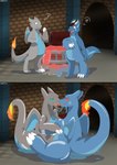 absurd_res alsoflick anthro charizard dontreallyknowanymo dungeon duo generation_1_pokemon goo_transformation hi_res horn hypnosis kissing kobold marux mind_control nintendo pokemon pokemon_(species) pool_toy ringed_eyes tail transformation trap_(contrivance)