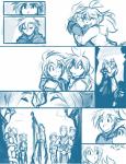 2016 aerith_(twokinds) anthro armor blue_and_white breasts cloak clothed clothing comic conditional_dnp daniels_(twokinds) felid female flora_(twokinds) fur group hair hug human iris_(twokinds) keidran keiren_(twokinds) leopard maeve_(twokinds) male mammal monochrome nude open_mouth outside pantherine pauldron sculpture simple_background sketch smile snow_leopard statue tiger tom_fischbach trace_legacy twokinds white_background