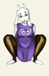 anthro bovid caprine clothed clothing digital_drawing_(artwork) digital_media_(artwork) dress female goat horn hush_shore legwear looking_at_viewer mammal sitting solo spread_legs spreading stockings tagme toriel undertale undertale_(series)