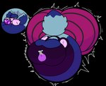 2022 alpha_channel anthro belly belly_expansion belly_inflation big_belly big_breasts big_butt big_cheeks big_tail black_bottomwear black_clothing black_leggings black_legwear black_pants blue_body blue_ears blue_hair blue_inner_ear blue_nose blue_tail blush bodily_fluids body_inflation bottomwear braixen breast_expansion breasts butt butt_expansion cel_shading close-up clothing colored creaking digital_media_(artwork) drinking_potion errorrobotic expansion eyelashes eyes_closed faye_(reathe) female generation_6_pokemon hair hi_res huge_belly huge_breasts huge_butt huge_tail hyper hyper_belly hyper_breasts hyper_butt hyper_inflation hyper_tail immobile inflation inflation_fetish inner_ear_fluff leggings legwear magic magic_inflation motion_lines nintendo onomatopoeia pants pattern_bottomwear pattern_clothing pattern_leggings pattern_legwear pattern_pants pink_bottomwear pink_clothing pink_face pink_leggings pink_pants pokemon pokemon_(species) potion puffed_cheeks purple_clothing purple_shirt purple_topwear shaded shirt simple_background solo sound_effects sweat sweatdrop swelling tail tail_expansion text tight_clothing topwear transparent_background tuft