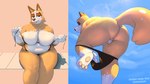 absurd_res anthro australian_cattle_dog bedroom_eyes belly big_breasts bikini bluey_(series) breasts butt canid canine canis cattledog chilli_heeler clothed clothing curvy_figure de4dset domestic_dog female genitals half-closed_eyes herding_dog hi_res looking_at_viewer looking_back mammal mature_female narrowed_eyes nipples orange_body overweight partially_clothed pastoral_dog pussy sagging_breasts seductive slightly_chubby slightly_chubby_anthro slightly_chubby_female solo swimwear tongue tongue_out two-piece_swimsuit voluptuous white_body