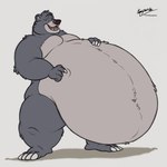 1:1 2023 anthro baloo bear belly belly_poke big_belly claws disney fangs fur half-closed_eyes hand_on_belly hanging_belly hi_res huge_belly husky2paws hyper hyper_belly male mammal morbidly_obese morbidly_obese_anthro morbidly_obese_male narrowed_eyes navel nude obese obese_anthro obese_male open_mouth overweight overweight_anthro overweight_male poking_stomach signature solo standing teeth the_jungle_book tongue