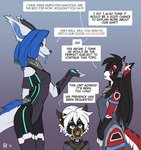 2019 android anthro ara_(fluff-kevlar) black_body black_fur black_hair blue_eyes blue_hair breasts clothed clothing comic conditional_dnp cybernetics dialogue digital_media_(artwork) domestic_cat english_text felid feline felis female fluff-kevlar fur group hair horn kleika long_tongue machine mammal multicolored_body multicolored_fur open_mouth red_body red_fur robot short_stack simple_background size_difference smile text tongue tuft warning_(fluff-kevlar) white_body white_fur white_hair yellow_eyes zeta_(fluff-kevlar)