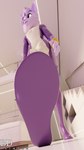 3d_(artwork) 4_fingers 4k 9:16 absurd_res anthro bdanimare bodysuit bulge clothed clothing digital_media_(artwork) domestic_cat feet felid feline felis fingers fur hair hi_res latex low-angle_view male mammal purple_body purple_clothing purple_fur purple_hair purple_nose skinsuit smil soles solo standing tight_clothing unaware unnamed_purple_cat_(ducky) walking