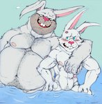 2023 ace_cottontail age_difference angry anthro blue_eyes blush duo earl_cottontail eyes_closed father_(lore) father_and_child_(lore) father_and_son_(lore) fur grey_body grey_fur hi_res hopelesshighschool hug incest_(lore) lagomorph larger_male leporid male mammal mature_male muscular muscular_male nipples older_male overweight overweight_male parent_(lore) parent_and_child_(lore) parent_and_son_(lore) rabbit scar size_difference smaller_male son_(lore) the_human_heart_(game) water younger_male