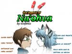 4:3 blue_eyes blue_hair brown_hair clothed clothing duo english_text exefenix64 eyebrows eyewear feathers felid glasses green_eyes hair human mammal mikael_orwet pantherine rishka_zafelin simple_background snow_leopard spanish_text surprise text translated watermark white_background