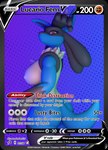 3d_(artwork) abstract_background anthro big_breasts big_butt blue_body breasts butt canid canine card card_template digital_media_(artwork) english_text female generation_4_pokemon jojo_pose looking_at_viewer lucario mammal neck_tuft nintendo nude pokemon pokemon_(species) pokemon_card pokemon_tcg pokemorph pose presenting presenting_hindquarters red_eyes serious serious_face side_view smokedsoul35 solo spikes standing text thick_thighs trading_card trading_card_game trading_card_template tuft