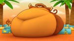 16:9 2024 3d_(artwork) 4k absurd_res anthro banana belly belly_focus belly_on_ground belly_rolls big_belly big_cheeks big_moobs black_eyes bloons_tower_defense box brown_body brown_eyebrows brown_hair brown_tail chubby_cheeks clothing cloud colored container dart_monkey_(bloons) digital_media_(artwork) duo eyebrows eyes_closed facepalm fat_rolls food fruit hair haplorhine happy hat hat_only headgear headgear_only headwear headwear_only hi_res holding_banana holding_food holding_object huge_belly huge_moobs huge_thighs hyper hyper_belly hyper_thighs male mammal monkey moobs morbidly_obese morbidly_obese_anthro morbidly_obese_male mostly_nude navel ninja_kiwi not_person420 obese obese_anthro obese_male orange_sky outside overweight overweight_anthro overweight_male palm_tree plant primate shaded sky source_filmmaker_(artwork) tail tan_hat tan_headwear thick_thighs tree widescreen