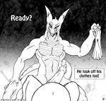 2016 anthro belly big_penis bloated bottomwear clothing comic domestic_cat dragon duo english_text erection felid feline felis female genitals horn if_hell_had_a_taste male mammal marci_hetson monochrome muscular muscular_anthro muscular_male mythological_creature mythological_scalie mythology nude open_mouth overweight overweight_anthro overweight_female pants penile_spines penis scales scalie scar shirt skylar_fidchell tail text topwear undressing ventral_scales viroveteruscy