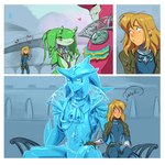 1:1 2024 anthro blonde_hair blush comic dialogue english_text female fish group hair heart_symbol heartbroken hi_res humanoid humanoid_pointy_ears hylian ice_sculpture link male male/female marine mdthetest nintendo prince_sidon ripushko sidon's_avatar_(tloz) tears_of_the_kingdom text the_legend_of_zelda trio yona_(tloz) zora