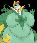 alpha_channel anthro belly big_belly big_breasts blush breasts cleavage clothed clothing crown curvy_figure eyes_closed female generation_5_pokemon headgear hi_res jewelry miranda_(plantedpot) necklace nintendo overweight overweight_anthro overweight_female plantedpot pokemon pokemon_(species) reptile scalie serperior smile snake solo thick_thighs tiara tight_clothing voluptuous wave wide_hips