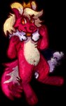 2020 alpha_channel ambiguous_gender anthro canid canine canis cape chibi clothing crown digital_drawing_(artwork) digital_media_(artwork) digitigrade domestic_dog featureless_crotch full-length_portrait fur hair handpaw headgear hindpaw jaspering mammal mostly_nude orange_eyes paws portrait red_body red_fur red_nose shaded simple_background smile snout solo tail tan_hair transparent_background yellow_inner_ear