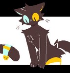 2023 alpha_channel anthro bell_on_tail black_body black_fur blue_sclera bunonthemoon domestic_cat felid feline felis fur heterochromia looking_down low_res male mammal slim_anthro slim_male solo tail yellow_sclera