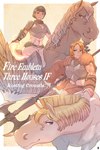 2:3 armor axe blonde_hair blue_hair breastplate brown_body brown_fur brown_hair cover cover_art cover_page double_bitted_axe equid equine feathered_wings feathers female feral fire_emblem fire_emblem_three_houses fur greataxe group hair hi_res horse human ingrid_(fire_emblem) long_hair male male/female mammal marianne_(fire_emblem) melee_weapon midriff mr.takealook mythological_creature mythological_equine mythology navel nintendo pegasus quadruped riding riding_on_back smile sword weapon wings