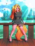 Rating: q
ID: 3630474
Date: 2022-10-16 07:18:33 -0400
Status: active
Score: 13
absurd_res ambient_bird anthro belt berry_tail biped black_clothing black_dress bokeh bridge building city city_background clothed clothing dress equid equine female frutiger_aero hi_res hooves horse jewelry lens_flare mammal necklace pony sky solo standing water wood post #3630474