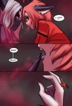 blush canid canine clothed clothing comic dialogue drugs duo emily_(lizzard_sama) female finger_on_lip fox green_eyes hi_res lizard lizzard_sama lizzy_(lizzard_sama) mammal open_mouth partially_clothed red_eyes reptile scalie smoking text