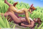 2018 after_sex all_fours anthro anthro_on_anthro anthrofied bambi bambi_(film) big_penis bodily_fluids brown_body brown_eyes brown_fur brown_nose concern countershading cum cum_on_belly cum_on_body cum_on_penis cum_string deer disney dominant dominant_anthro dominant_male dripping duo ears_back ears_down erection exposed femboy forced fur gasp genital_fluids genitals glans grass green_eyes grin horn humanoid_genitalia humanoid_hands humanoid_penis imminent_rape intraspecies josou_seme looking_at_another looking_at_partner lying male male/male mammal manly markings mule_deer muscular muscular_anthro muscular_male nervous new_world_deer nude on_back open_mouth outside outside_sex penis pink_glans pink_penis pivoted_ears plant rape revenge revenge_sex ronno sex sigma_x sky slim small_penis smile smirk spots spotted_markings submissive submissive_male tan_body tan_fur turning_the_tables white_penis wide_eyed worried