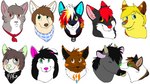 2013 akita akita_inu aliasing ambiguous_form ambiguous_gender black_body black_collar black_fur black_hair black_inner_ear black_kerchief black_mane black_neckerchief black_nose blep blonde_hair blue_body blue_eyes blue_fur blue_inner_ear blue_kerchief blue_neckerchief bovid bovine brown_body brown_fur brown_hair brown_inner_ear brown_nose canid canine canis cattle cheek_tuft collar collar_tag countershade_fur countershading creepypasta digital_drawing_(artwork) digital_media_(artwork) domestic_cat domestic_dog ear_piercing ear_tuft eyebrows eyes_closed facial_piercing facial_tuft felid feline felis fox fur gauged_ear green_eyes green_inner_ear green_markings green_nose green_tongue grey_body grey_fur grey_nose group hair hair_over_eye head_tuft headshot_portrait homophobic_slur horn jewelry kerchief mammal mane markings microsoft_paint_(artwork) mixed_breed neckerchief necklace nose_piercing nose_ring nuzzling one_eye_obstructed open_mouth operator_symbol orange_eyes orange_markings piercing pink_inner_ear pink_nose pink_tongue plug_(jewelry) pomsky portrait red_hair red_nose ring_piercing sebdoggo simple_background slur smile snout sparklefur spitz tan_body tan_fur tan_horn tan_inner_ear text_on_neckerchief tongue tongue_out tuft whiskers white_background white_body white_countershading white_fur wolf yellow_body yellow_eyes yellow_fur