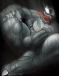 5_fingers 5_toes absurd_res alien anthro balls big_balls big_feet big_penis claws erection feet fingers foot_fetish foot_focus foreskin genitals hi_res humanoid humanoid_feet humanoid_genitalia humanoid_penis looking_down low-angle_view male marvel mroleoso muscular muscular_humanoid muscular_male nails penis plantigrade soles symbiote toe_claws toes venom_(marvel)