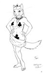 2021 3:5 anthro breasts chipmunk clubs_(suit) collar crown cybercorn_entropic female fur ground_squirrel hair headgear hi_res looking_at_viewer mammal monochrome pasties rodent sciurid smile solo suit_symbol text whiskers