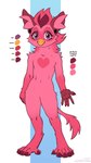 9:16 anthro beak furby_(species) glistening glistening_body hair heart_symbol hi_res lostgoose male model_sheet pink_body pink_eyes pink_hair simple_background solo tunnel_piercing