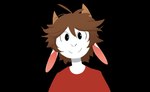 2024 alpha_channel anthro black_eyes bovid brown_hair caprine clothing fur goat hair horn long_ears looking_at_viewer male mammal milo_(twang) red_clothing red_shirt red_topwear shirt simple_background smile solo topwear transparent_background twang white_body white_fur