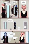 3d_(artwork) amphibian anthro canid canine clothed clothing comic dialogue digital_media_(artwork) duo english_text female female/female fox furniture hallway hi_res home inside lennox_(mynka) living_room mammal mynka raelynn_(mynka) salamander speech_bubble text trans_(lore) trans_woman_(lore) uniform work_clothes