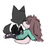 ale anthro chibi clothed clothing duo female hair hi_res homeless_dog kiss_on_lips kissing male male/female messy_hair romantic romantic_ambiance sadfloow spread_legs spreading tagme the_suit_(ponporio)