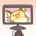 1:1 2018 controller electronics female generation_1_pokemon low_res nintendo open_mouth pokemon pokemon_(species) raichu rairai-no26-chu remote_control simple_background solo television