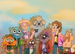 2022 adventure_time artist_name avian beanie beard belly_bag_(uncle_grandpa) bird blonde_hair blue_body blue_fur blue_jay brown_beard brown_body brown_facial_hair brown_fur cartoon_network clothed clothing corvid cyprinid cypriniform darwin_watterson digit_ring domestic_cat eyewear facial_hair fanny_pack felid feline felis finn_the_human fish fur gesture glasses goldfish gumball_watterson hair hand_gesture happy hat headgear headwear hug human jake_the_dog jay_(bird) jewelry male mammal marine mordecai_(regular_show) new_world_jay orange_body oscine passerine procyonid raccoon regular_show rigby_(regular_show) ring sculpture signature sky statue steven_quartz_universe steven_universe tattoo the_amazing_world_of_gumball time_skip turbo_gumball uncle_grandpa uncle_grandpa_(character) v_sign waving wedding_ring