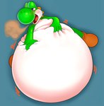 2021 4_fingers after_vore ambiguous_gender ambiguous_prey back_spikes belly big_belly boots burp_cloud burping clothing digestion digital_media_(artwork) dinosaur feral fingers footwear green_body green_yoshi hi_res huge_belly hyper hyper_belly japanese_description looking_away mario_bros multicolored_body nervous_sweat nintendo open_mouth prehistoric_species reptile sabamiso_(sabamasasix) scalie shoes sigh simple_background smaller_pred solo spikes spikes_(anatomy) two_tone_body vore white_body yoshi