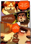 2023 absurd_res alexei_zoloto anthro bear black_hair blue_clothing blue_shirt blue_topwear booboo34 brown_bear brown_body brown_fur brown_speech_bubble canid canine canis clothing comic countershade_torso countershading dialogue domestic_dog duo english_text eyes_closed facial_hair fur gesture goatee hair hand_gesture herding_dog hi_res intense male mammal mustache open_mouth orange_body orange_fur orange_hair pastoral_dog pointy_speech_bubble raised_finger raised_index_finger shirt speech_bubble text topwear ursine welsh_corgi white_clothing white_shirt white_topwear yellow_eyes