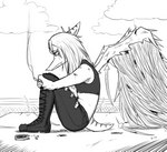 Rating: s
ID: 4462542
Date: 2023-12-09 16:51:31 -0500
Status: active
Score: 10
5_fingers anthro arm_around_leg arm_feathers blood blood_on_arm blood_on_feathers blood_on_ground blood_on_wings bodily_fluids bone_frill boots bottomwear breasts cavemanon_studios cellphone chain-link_fence cigarette cigarette_smoke clothed clothing cloud crop_top denim denim_bottomwear denim_clothing detailed_background elbow_feathers electronics fang_(gvh) feathered_wings feathers female fence fingers footwear frill_(anatomy) goodbye_volcano_high hair hi_res holding_cigarette holding_object jeans knee_boots knee_highs legwear long_hair markings midriff monochrome pants phone plantigrade prehistoric_species pterodactylus pterosaur reptile scalie shirt shoes short_tail sitting small_breasts smartphone smoke snoot_game snout solo spiked_hairband striped_frill striped_markings striped_tail stripes tail tail_markings tank_top tear_puddle teardrop tears tears_on_cheek topwear torn_bottomwear torn_clothing torn_jeans torn_pants vensaru wings post #4462542