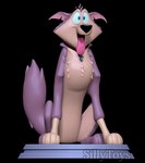 3d_(artwork) 3d_modeling 3d_print balto_(series) blue_eyes canid canine collar digital_media_(artwork) feral hi_res male mammal open_mouth purple_body sillytoys sitting solo star_(balto) tongue tongue_out universal_studios