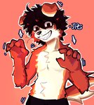 2024 anthro biped black_eyes black_hair canid canine canis countershade_fur countershading creepypasta domestic_dog fur hair hi_res looking_at_viewer male mammal orange_body orange_fur shirtless_anthro shirtless_male shuishuibj slim_anthro slim_male smile.dog solo white_body white_countershading white_fur