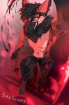 absurd_res action_pose action_scene adonis_(d.xy) bat blood bodily_fluids carniperdon chimera fish hi_res hyena male mammal marine pose sackrany shark solo