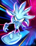 2023 4:5 alien anthro artist_name cosplay crossover crossover_cosplay eulipotyphlan hedgehog humanoid machine male mammal marvel robot robot_humanoid ry-spirit sega silver_surfer silver_the_hedgehog solo sonic_the_hedgehog_(series) space star surfboard surfing