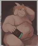 Rating: e
ID: 5551509
Date: 2025-05-05 19:11:42 -0400
Status: active
Score: 24
anthro asriel_dreemurr belly big_belly bovid bulge caprine clothed clothing goat hi_res looking_at_viewer male mammal navel nervous_smile nintendo nintendo_switch nipples overweight overweight_anthro overweight_male partially_clothed scratching_head skinnyjimbles solo undertale undertale_(series) post #5551509