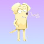 1:1 2023 absurd_res anders_285 anthro bird_dog black_eyes black_nose bluey_(series) canid canine canis digital_media_(artwork) domestic_dog female fur golden_retriever half-closed_eyes hand_on_hip hand_on_own_hip hi_res hunting_dog janelle_(bluey) labrador looking_at_viewer mammal multicolored_body multicolored_ears multicolored_fur narrowed_eyes pose purple_background retriever simple_background smile solo standing tail teeth text two_tone_body two_tone_ears two_tone_fur two_tone_tail yellow_body yellow_ears yellow_fur yellow_tail