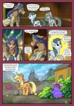 2016 4_fingers anthro applejack_(mlp) blonde_hair blue_hair bovid bovine braided_hair breasts bushwoolies butt cleavage clothed clothing cloudy_quartz_(mlp) comic cowboy_hat cutie_mark dialogue dock_(anatomy) ellipsis english_text equid equine european_mythology eyebrows eyelashes female fingers freckles friendship_is_magic fur greek_mythology green_eyes grey_body grey_fur group hair hasbro hat headgear headwear hi_res hooves horn horse jewelry mammal mane marble_pie_(mlp) minotaur my_little_pony mythology necklace pencils_(artist) pony tail text