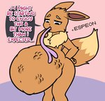 2_tails ambiguous_gender ambiguous_pred ambiguous_prey anthro anthro_pred anthro_prey belly big_belly black_eyes brown_body brown_fur cute_pose dialogue eevee eeveelution english_text espeon fluffy fluffy_tail forked_tail fur gameplay_mechanics generation_1_pokemon generation_2_pokemon group hand_imprint huge_belly imprint inflation inflation_fetish leaning_on_belly long_ears long_tail looking_at_belly looking_down looking_down_at_belly multi_tail multiple_prey navel neck_tuft nintendo oral_vore pokemon pokemon_(species) pompuffy_(artist) raised_tail sequence speech_bubble squirming struggling struggling_prey swallowing tail text trio tuft unusual_anatomy unusual_tail vore weight_gain weight_gain_drive willing_pred