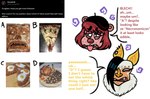 2023 absurd_res anthro bat bear beret blarf022 clothing creepy_face dialogue disgust duo english_text fangs female food hat headgear headwear hi_res honduran_white_bat leaf-nosed_bat mammal microbat photo pizza sherry_bear_(blarf022) teeth text tongue tongue_out vranda_von_bat_(blarf022) yangochiropteran