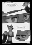 2021 anthro baseball_bat bat_(object) biped black_border border bottomwear canid canine clothed clothing comic dialogue disney english_text fennec_fox fingerless_gloves finnick_(zootopia) fox foxxj gloves gloves_(marking) greyscale group handwear hi_res holding_object judy_hopps lagomorph leporid male mammal markings monochrome nick_wilde pants rabbit red_fox shirt speech_bubble standing text topless topwear true_fox zootopia