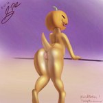 1:1 2023 anthro anus blep breasts butt dated digital_drawing_(artwork) digital_media_(artwork) digitigrade english_text female food fruit genitals hi_res humanoid_genitalia humanoid_pussy innie_pussy jack-o'-lantern kobold krita_(artwork) non-mammal_breasts nude orange_body pink_anus pink_pussy pinup plant plump_labia pose presenting presenting_hindquarters pumpkin pussy raised_tail rear_view scalie shaded short_tail signature soft_shading solo spe tail tapering_tail text thick_tail thick_thighs tongue tongue_out