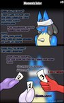 absurd_res al_gx anthro black_border blue_body border clothing comic dialogue dragon english_text fan_character female generation_3_pokemon generation_4_pokemon generation_6_pokemon goo_creature goodra group hi_res latias legendary_pokemon logan_(al_gx) lucario lyra_the_latias_(leviathin1) male mythological_creature mythological_scalie mythology nintendo opal_(al_gx) pearl_(al_gx) pokemon pokemon_(species) pokemorph purple_body red_body scalie sliggoo text two_panel_image