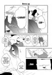 anthro canid canine clothing comic dialogue english_text female fur greyscale hi_res human kemono lila_(kashiwagi_aki) male mammal monochrome rolf text translated yakantuzura zinovy